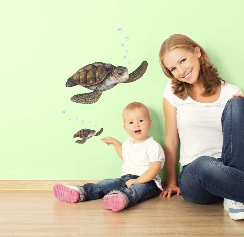 Create-A-Mural Sea Turtle Wall Decal ~Ocean Undersea Animal Tortoise Wall Sticker for Kids Room Decor, Boys Girls Toddler Baby Nursery Bedroom, Playroom, Bathroom, Vinyl Art Gift - Image 3